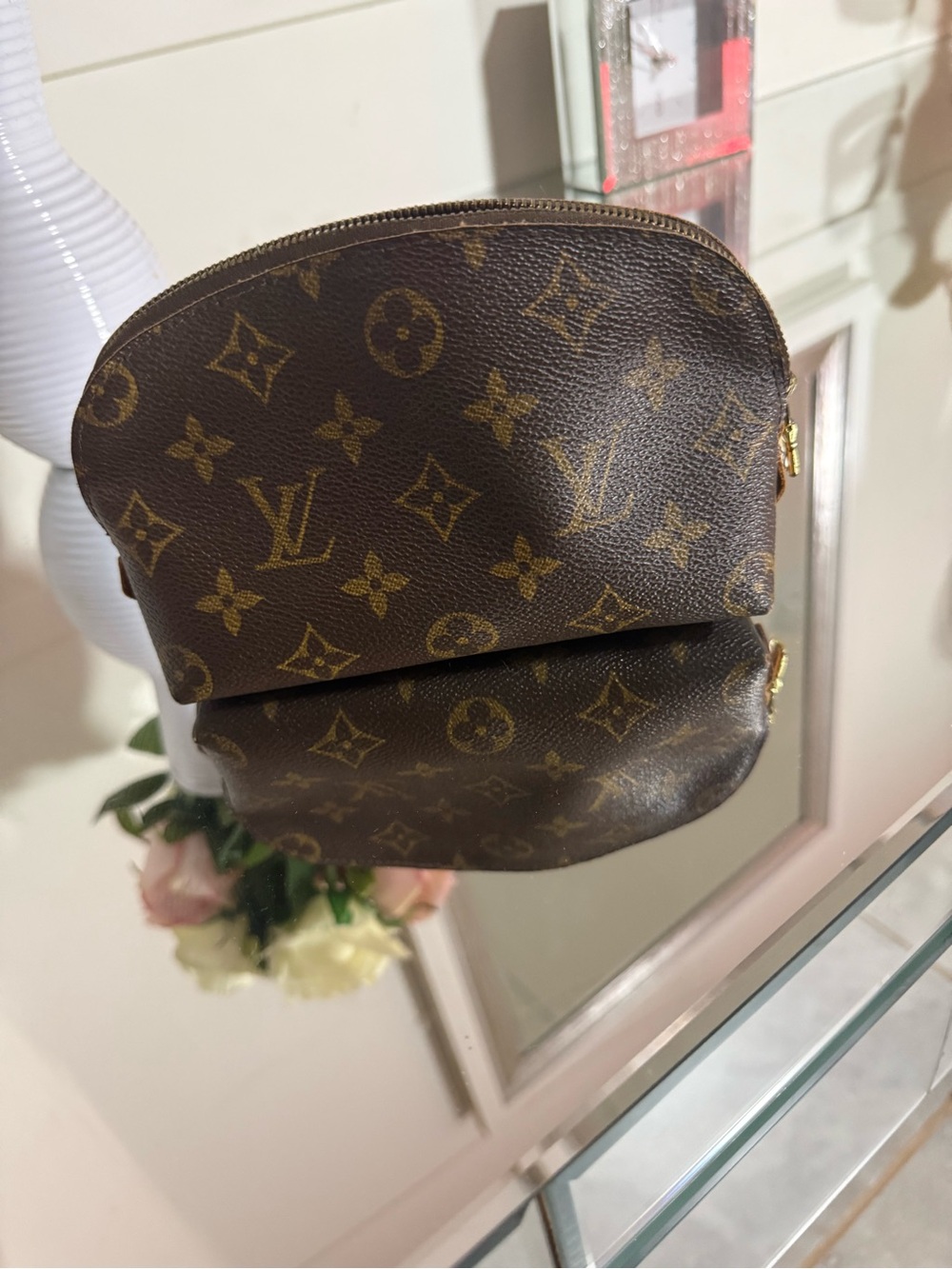 Louis Vuitton Monogram Cosmetic Pouch in Brown and Gold-tone